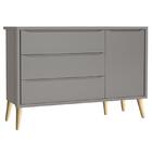 Dormitório Theo 3 Portas, Mesa De Canto Com Pés Madeira Natur