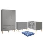 Dormitório Theo Retrô 3 Portas, Cômoda 6 Gavetas, Berço Com P