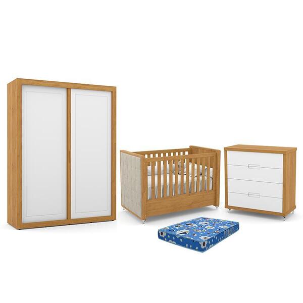 Dormitório Tutto New 2 Portas, Cômoda 4 Gavetas, Berço Com Ca