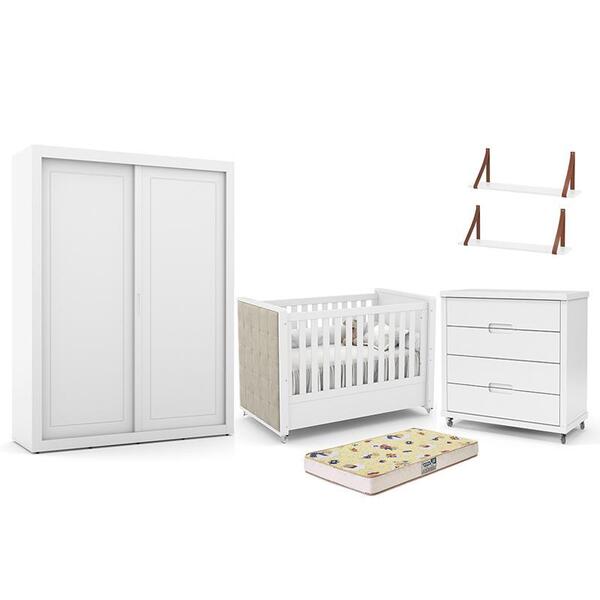 Dormitório Tutto New 2 Portas, Cômoda, Berço Com Capitonê, Pr