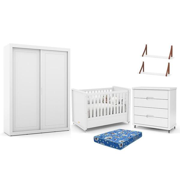 Dormitório Tutto New 2 Portas, Cômoda, Berço Com Colchão E Pr