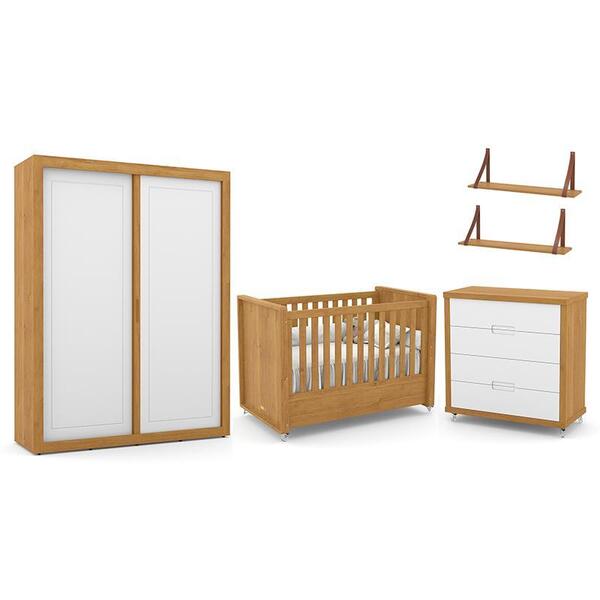 Dormitório Tutto New 2 Portas, Cômoda, Berço E Prateleiras -