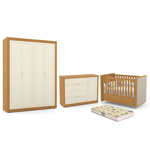 Dormitório Tutto New 4 Portas, Cômoda 1 Porta, Berço Com Capi