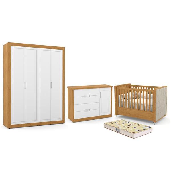 Dormitório Tutto New 4 Portas, Cômoda 1 Porta, Berço Com Capi