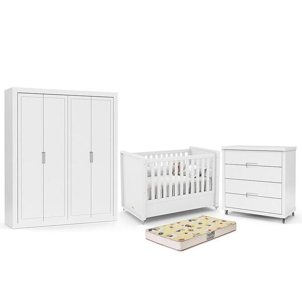 Dormitório Tutto New 4 Portas, Cômoda 4 Gavetas E Berço Com C