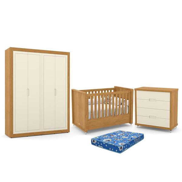 Dormitório Tutto New 4 Portas, Cômoda 4 Gavetas E Berço Com C