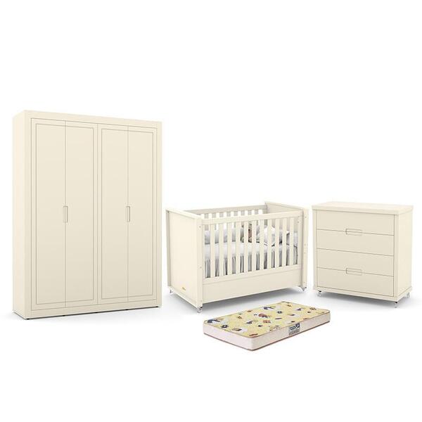 Dormitório Tutto New 4 Portas, Cômoda 4 Gavetas E Berço Com C