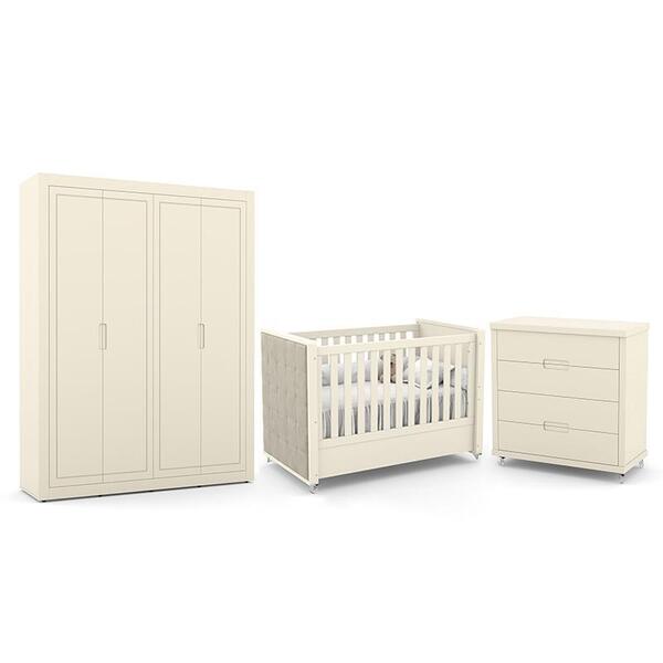 Dormitório Tutto New 4 Portas, Cômoda 4 Gavetas E Berço Com C