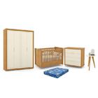 Dormitório Tutto New 4 Portas, Cômoda, Berço Com Colchão E Me