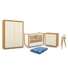 Dormitório Tutto New 4 Portas, Cômoda, Berço Com Colchão E Me