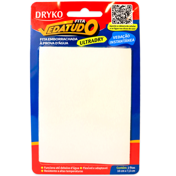 Drykofita Vedatudo Fita Emborrachada Ultradry Branca 10x7,5 Dryko