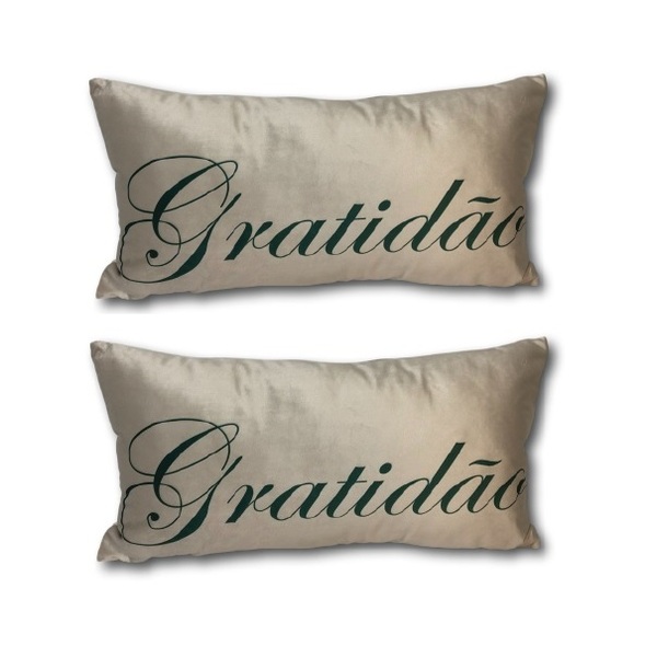 Duas Capa Almofadas - 30x50 - Rne Gratidão Verde