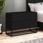 Duas Mesas De Cabeceira Premium Base Industrial Preto C/ Corr
