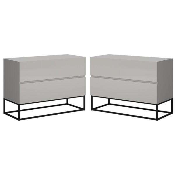 Duas Mesas De Cabeceira Premium Base Industrial Preto C/ Corr