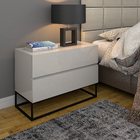 Duas Mesas De Cabeceira Premium Base Industrial Preto C/ Corr