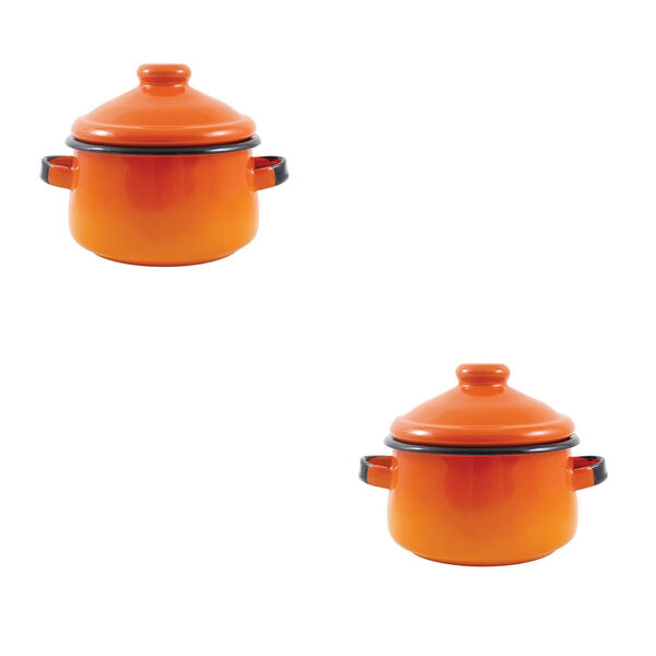 Duas Mini Caçarola Em Agata - 500 Ml  - Laranja - Indução
