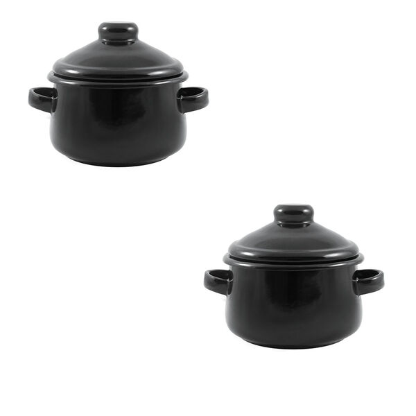 Duas Mini Caçarola Em Agata - 500 Ml  - Preta - Indução
