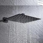 Ducha 20x20cm Preta + 2 Acabamentos De Metal Quadrado Inox