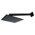 Ducha 25x25cm Preta De Metal Quadrada Inox Fosco A Gás Solar