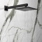 Ducha 25x25cm Preta De Metal Quadrada Inox Fosco A Gás Solar