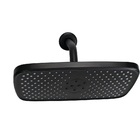 Ducha 30x20 Cm Preto Fosco Retangular C/ Cano De Parede De 13