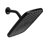 Ducha 30x20 Cm Preto Fosco Retangular C/ Cano De Parede De 13