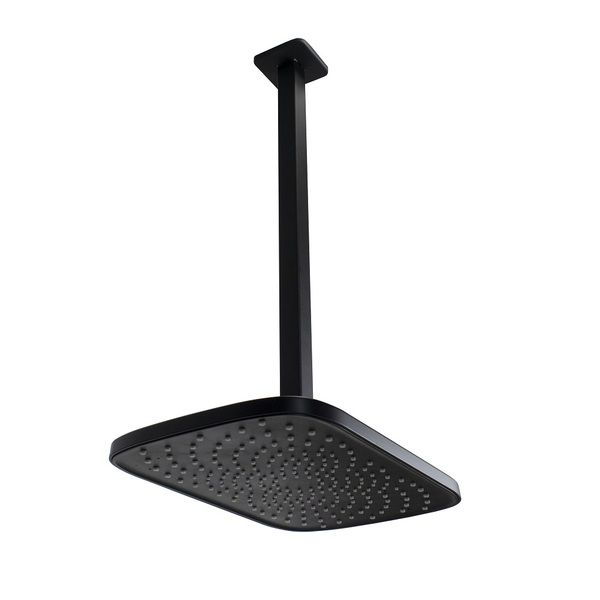 Ducha Abs Black 30x20 Cm Retangular C/ Cano De Teto 40 Cm