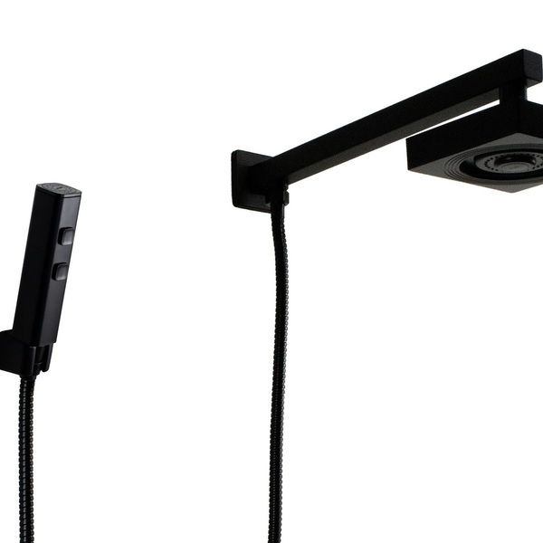 Ducha Autolimpante Preto Abs Com Braço De Parede Com Desviado
