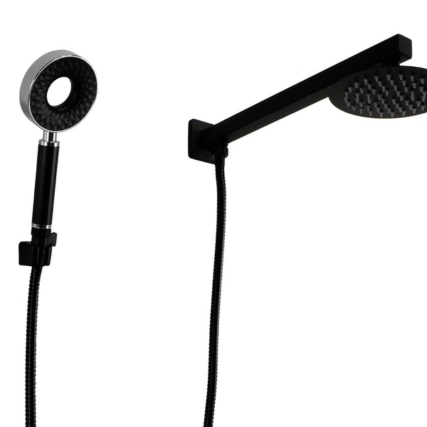 Ducha Black Inox Redonda Com Cano De Parede Com Desviador Emb