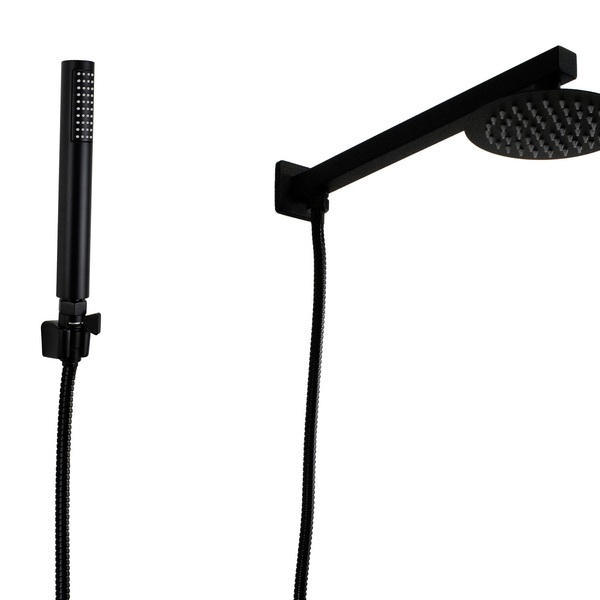 Ducha Black Matte 15 Cm Redonda Em Inox C/ Chuveirinho Abs