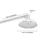 Ducha Cascata Aluminio Polido ´´6´´ Com Braço De Chuveiro ( 4