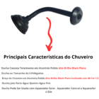 Ducha Cascata Redonda em Aluminio Polido Black Piano De 4 Pol