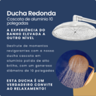 Ducha Cascata Redonda em Aluminio Polido de 10 Polegadas Pare