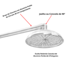 Ducha Cascata Redonda em Aluminio Polido De 8 Polegadas Parede