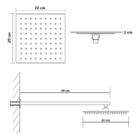 Ducha Chuveiro 20x20 Cromado Luxo Com Braço 40cm Solar Gás
