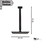 Ducha Chuveiro 20x20 De Teto Inox Com Braço 30 Cm  Preta