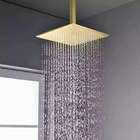 Ducha Chuveiro 20x20 De Teto Inox Com Braço 30 Cm Dourada