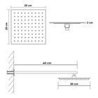 Ducha Chuveiro 20x20 Preto Fosco Luxo Braço 40cm Solar Gás