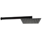 Ducha Chuveiro 25x25 Preto Fosco Slim Inox Com Braço De Parede