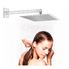 Ducha Chuveiro 30x30 Slim Cromado Inox + Braço Quadrado Luxo
