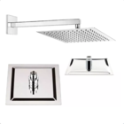 Ducha Chuveiro 30x30 Slim Cromado Inox + Braço Quadrado Luxo