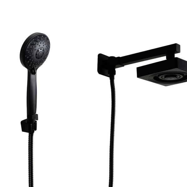 Ducha Chuveiro Abs Autolimpante Preto Com Chuveirinho De Mão