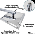 Ducha Chuveiro Aço Inox 20x20cm Slim Quadrada Cromado Com Bra