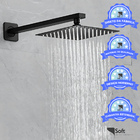 Ducha Chuveiro Aço Inox 20x20cm Slim Quadrada Preto Com Braço