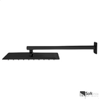 Ducha Chuveiro Aço Inox 20x20cm Slim Quadrada Preto Com Braço