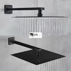 Ducha Chuveiro Aço Inox 30x30cm Slim Quadrada Preto Com Braço