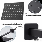 Ducha Chuveiro Aço Inox 30x30cm Slim Quadrada Preto Com Braço