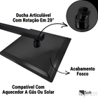 Ducha Chuveiro Aço Inox 30x30cm Slim Quadrada Preto Com Braço