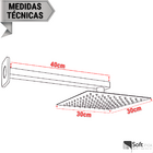 Ducha Chuveiro Aço Inox 30x30cm Slim Quadrada Preto Com Braço