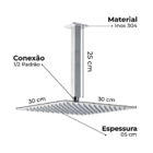Ducha Chuveiro De Teto Cromado 30x30